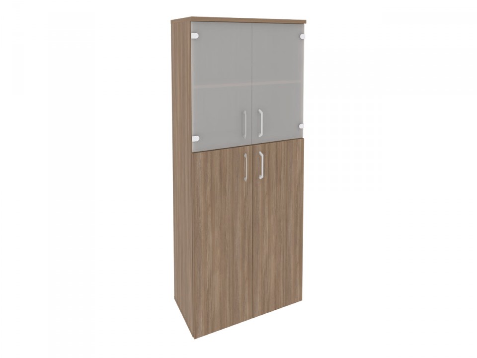 Офисная мебель для персонала ONIX O.ST-1.7 Шкаф высокий широкий (2 средних фасада ЛДСП + 2 низких фасада стекло)
