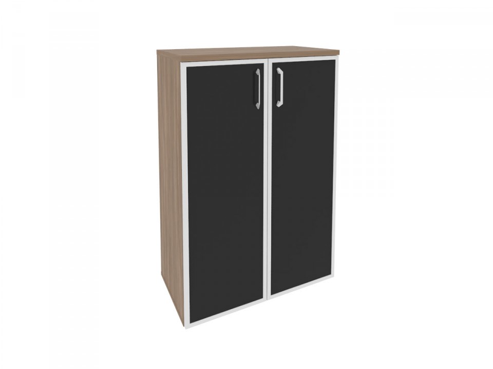 Офисная мебель для персонала ONIX O.ST-2.4R black Шкаф средний широкий (2 средних фасада стекло лакобель в раме)